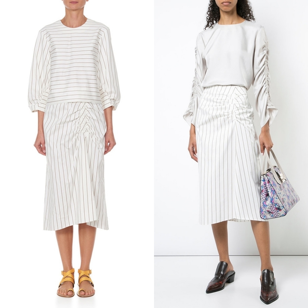 NWT TIBI SATEEN STRAIGHT STRIPE SKIRT COTTON